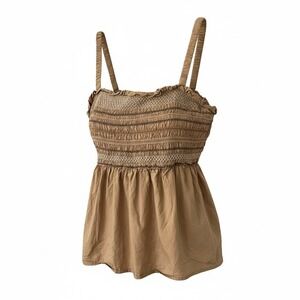 Boho Smocked Babydoll Ruffles Tank Top Women's XL Beach Y2K Festival Fairy